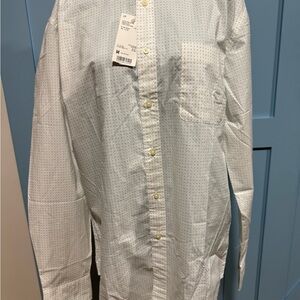 Men’s long sleeve white shirt with small dots